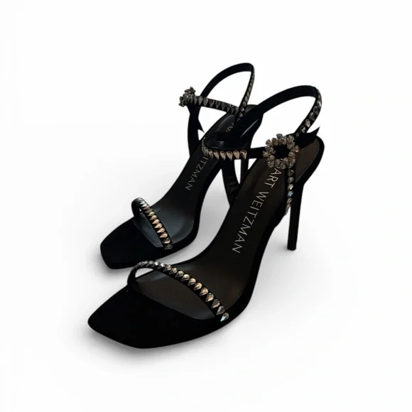 Stuart Weitzman Black Heels with Silver Embellishments - Picture 3 of 9
